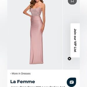 La Femme | Jersey Dress With Lace Bodice & Rhinestones